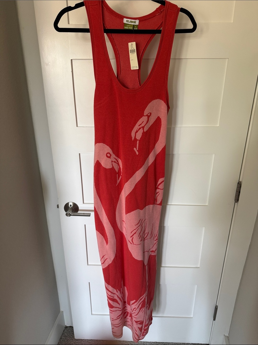 Celadon Red Flamingo Knit Maxi Dress - Women's Racerback